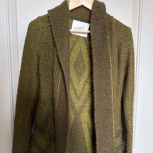 Angel of the North Olive Green Wool/Bouclé Cardigan
